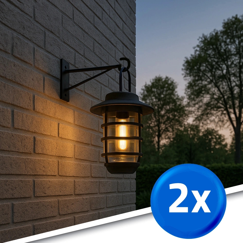 2 stuks zwarte solarlamp sting hanglamp, priklamp en tafellamp in 1