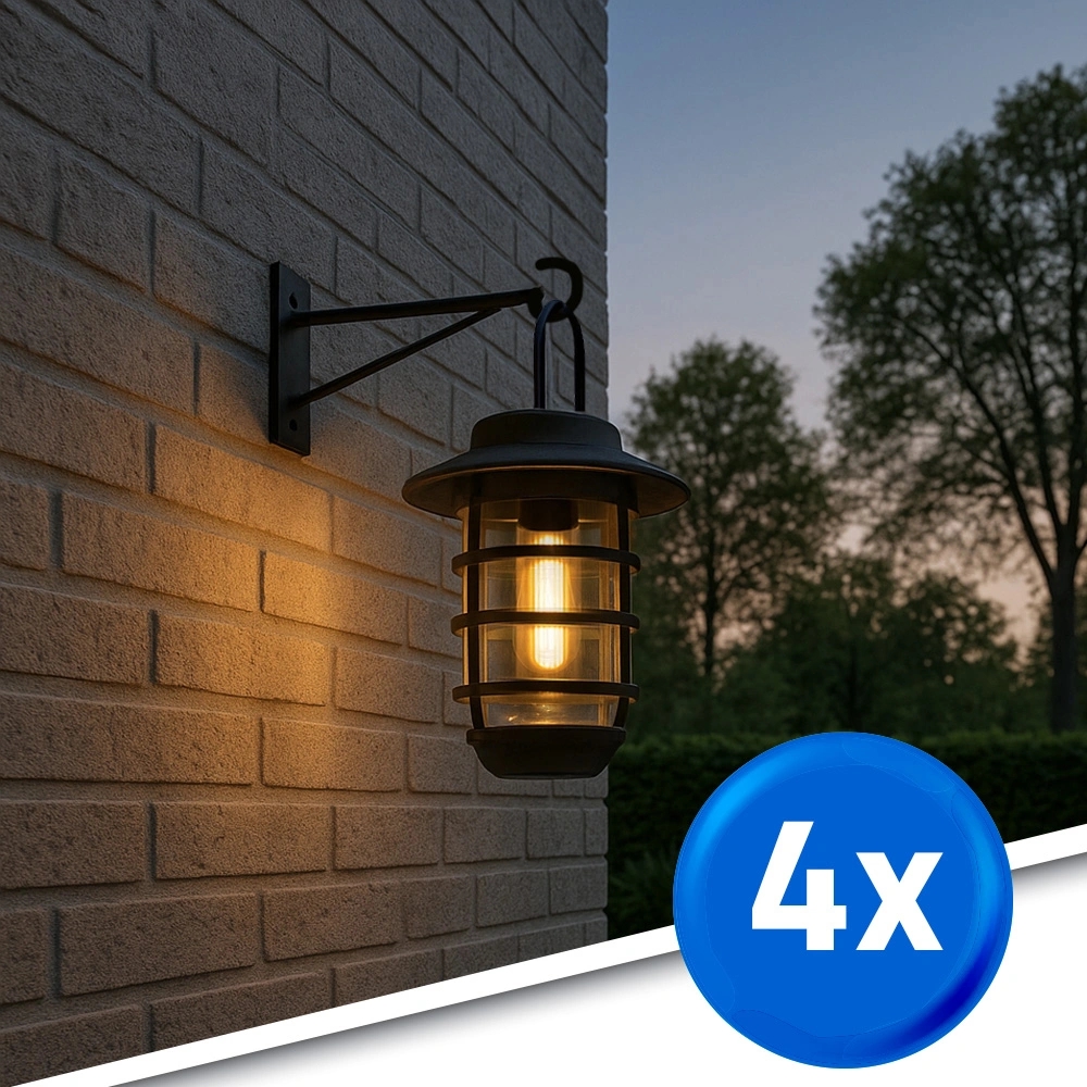 4 stuks zwarte solarlamp sting hanglamp, priklamp en tafellamp in 1
