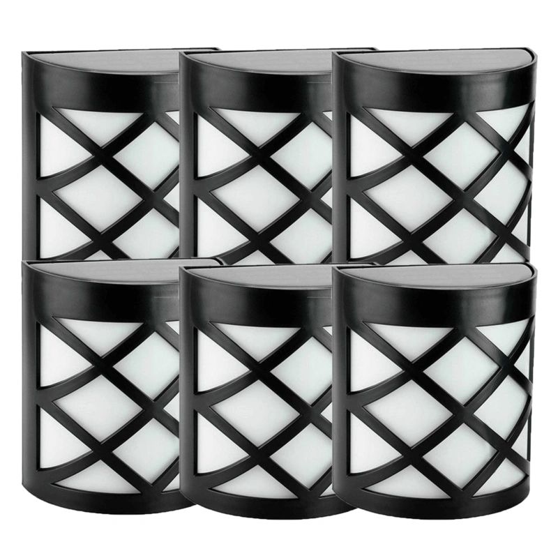 6x solar wandlamp china zwart 6 leds warm wit buitenlamp op zonne energie