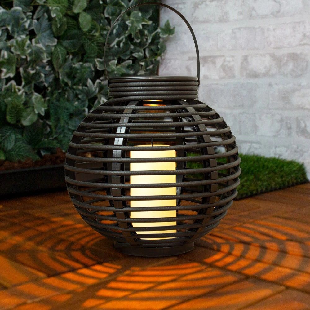 Solar lantaarn basket medium rotanlook lamp op zonne energie 2017solar led lantaarn basket
