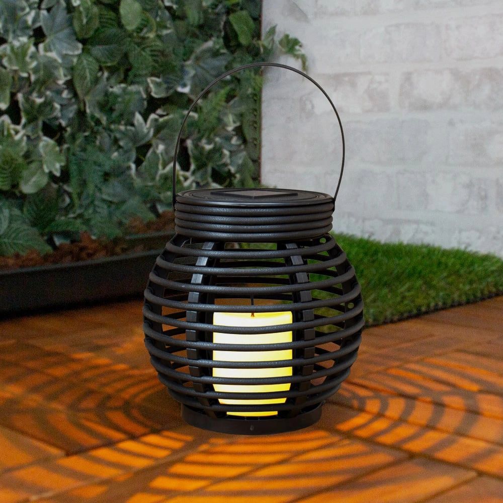 Solar lantaarn basket small rotanlook lamp op zonne energie