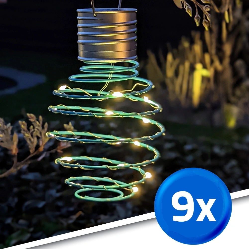 Solar led hanglamp fiesta blue op zonne energie set van 9