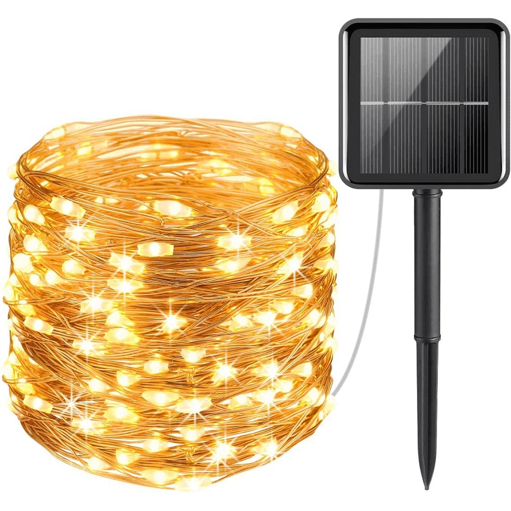 Solar kerstslinger twinkle met 300 leds in koperdraad