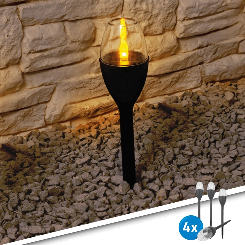 Solar priklamp chandelle op zonne energie decoratieve solarlamp met kaarslicht set van 4
