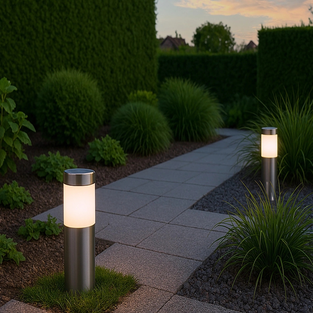 Solar priklamp lucifer rvs padverlichting op zonne energie (2 stuks)