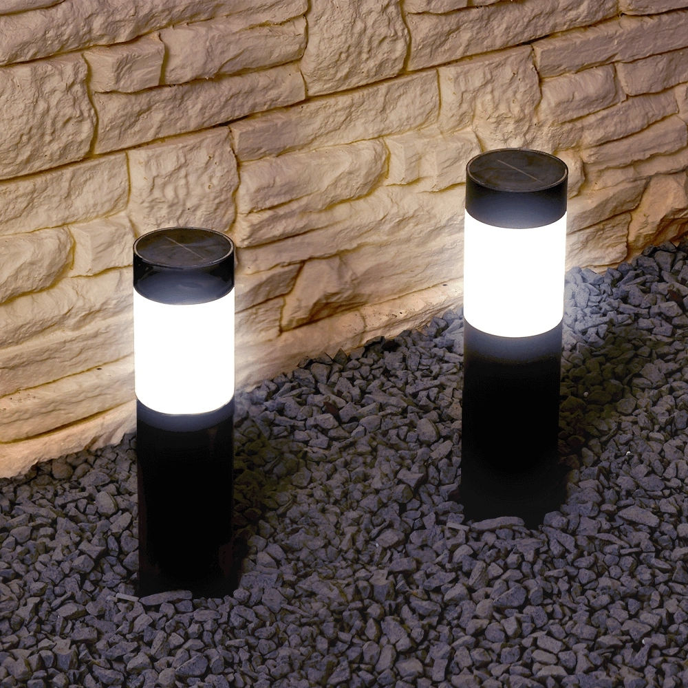 Solar priklamp lucifer zwart padverlichting op zonne energie (2 stuks)