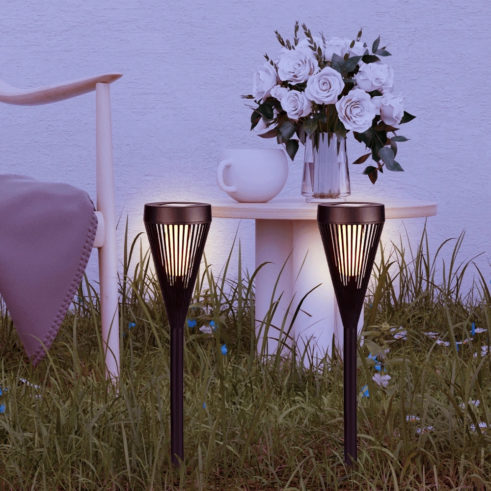 Solar priklamp norah met vlameffect set van 2 stuks