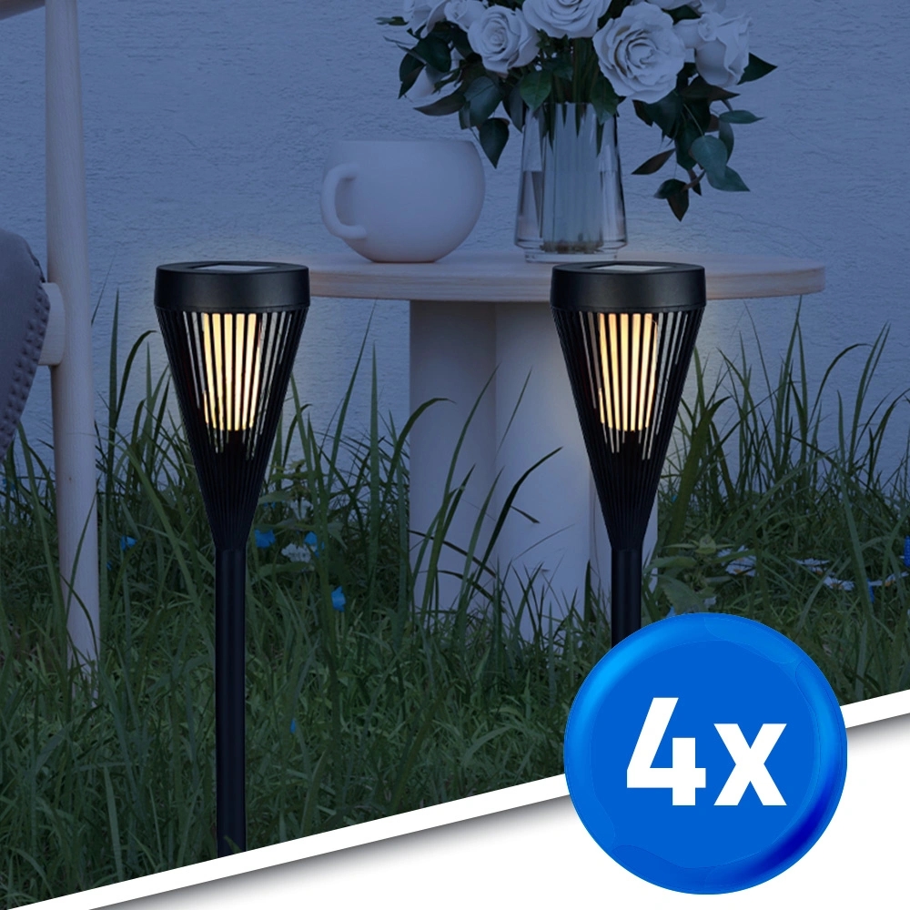 Solar priklamp norah met vlameffect set van 4 stuks
