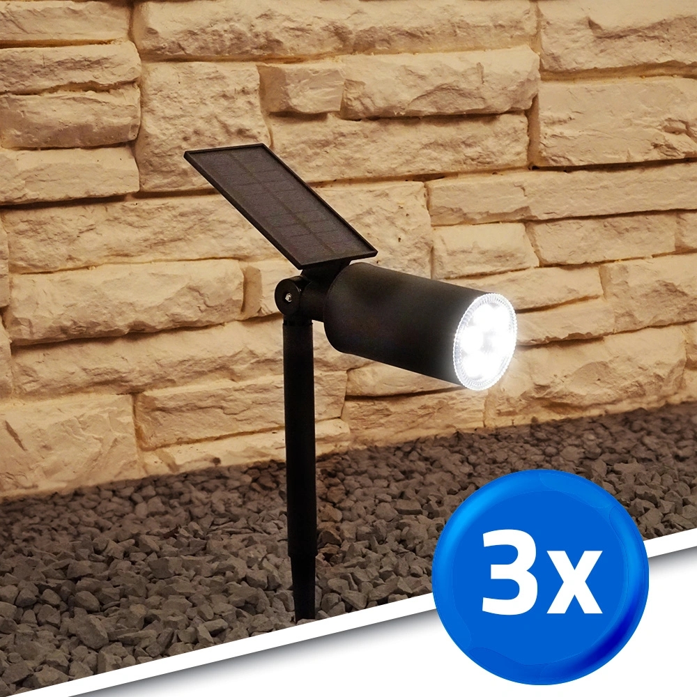 Solar spot accent voordeelset met grondspies rvs warm wit