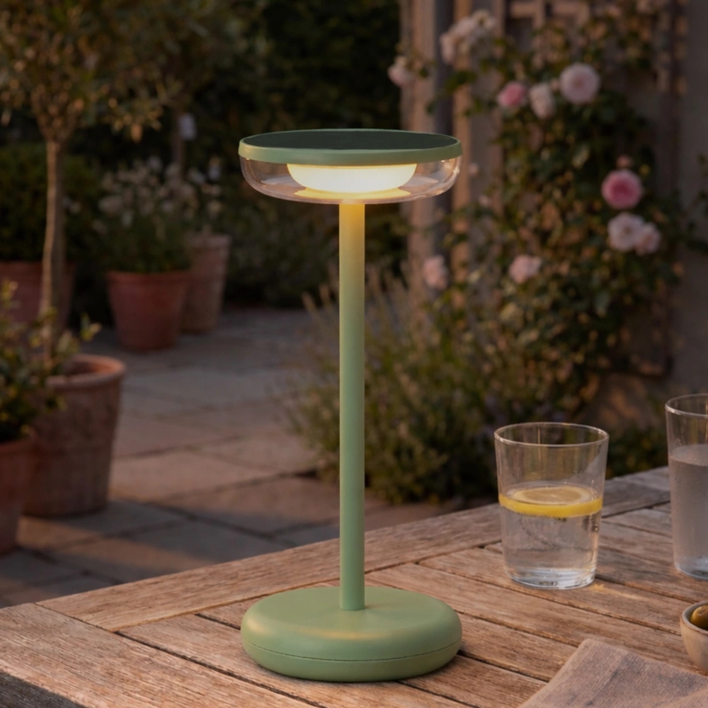 Tafellamp oplaadbaar vita - usb-c - touch dimbaar - op zonne-energie - warm wit - groen