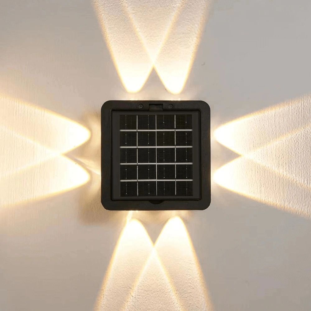Solar tuinverlichting - Wandlamp Newton - Warm wit licht - Buitenlamp op zonne-energie geschikt voor schutting - Zwart
