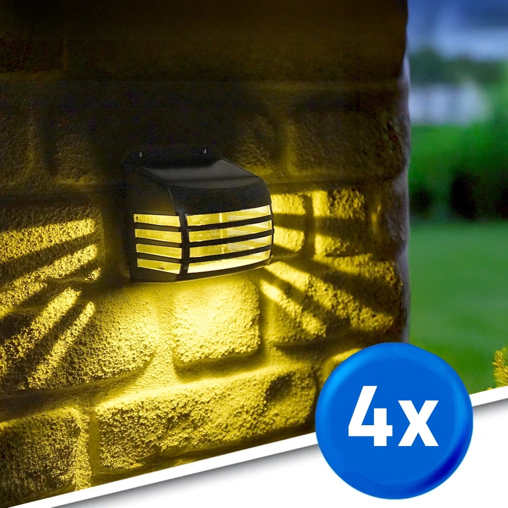 Zwarte solar wandlamp stripe op zonne energie set van 4