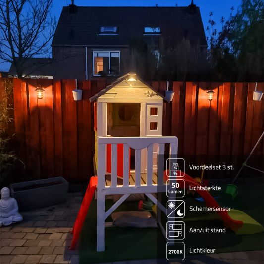 2 stuks Zwarte solarlamp Sting - hanglamp, priklamp en tafellamp-in 1