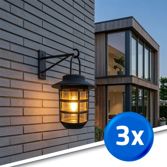 3 stuks Zwarte solarlamp Sting - hanglamp, priklamp en tafellamp-in 1