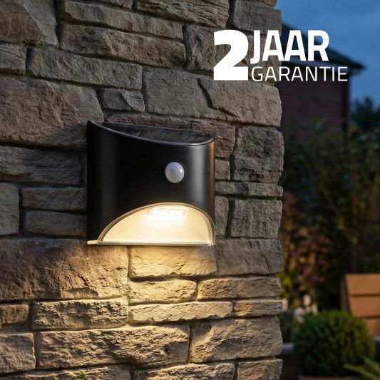 3x Solar wandlamp Flint | Met bewegingsmelder | Warm wit licht