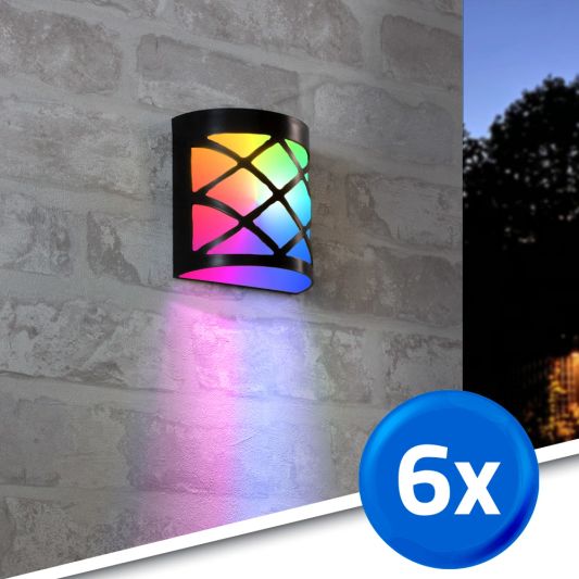 6x Solar wandlamp China RGBW buitenlamp op zonne energie