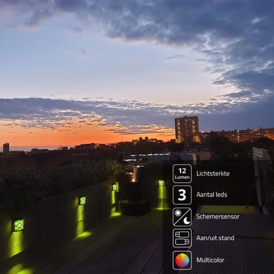 6x Solar wandlamp China RGBW buitenlamp op zonne energie