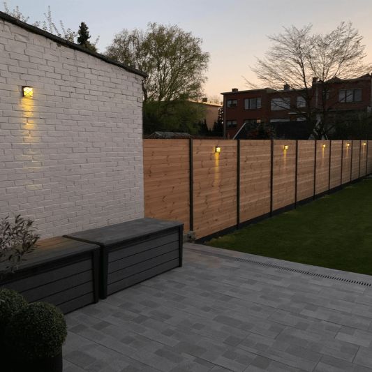 6x Solar wandlamp China zwart 6 leds warm wit buitenlamp op zonne energie