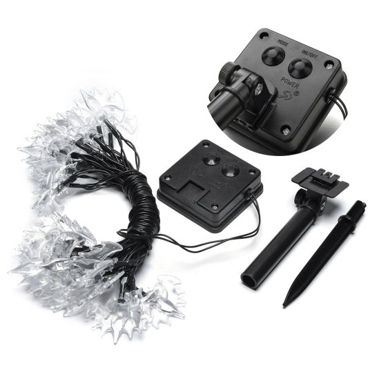 Halloween solar lichtsnoer vleermuis - met 50 paarse leds