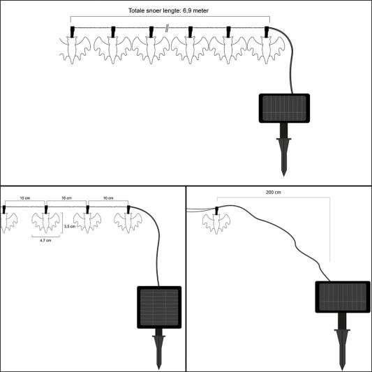Halloween solar lichtsnoer vleermuis - met 50 paarse leds