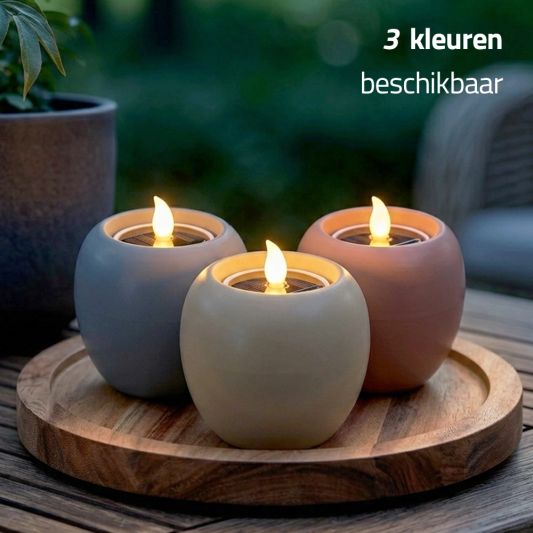 Set van 3 solar led kaarsen met houders Vela, Lys & Lumi