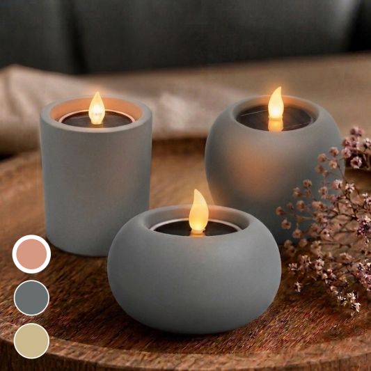 Set van 3 solar led kaarsen met houders Vela, Qiri & Lys