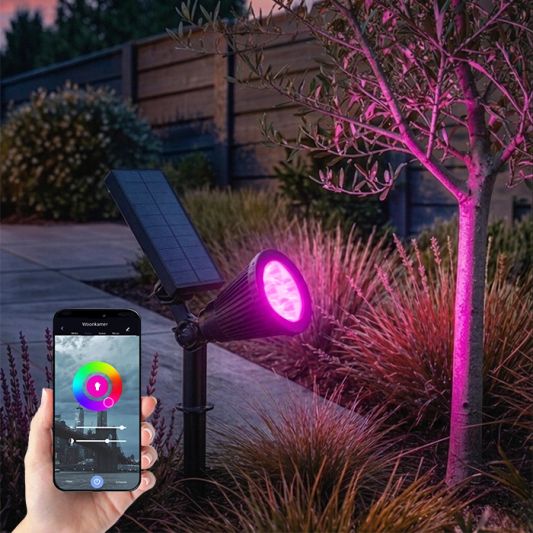 Slimme solar spot Highlight RGB met grondspies - Bedienen via de Smart Life app