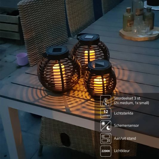 Solar Basket combideal 3 lampen op zonne energie
