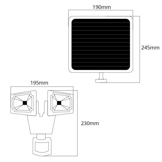 Solar beveiligingslamp James II met bewegingsmelder en los paneel