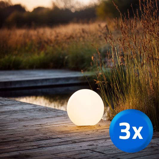 Solar bol lamp (20 cm) met afstandsbediening - Set van 3