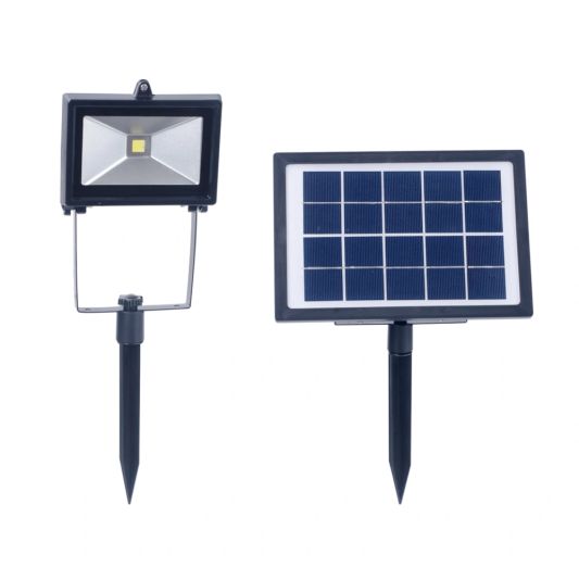 Solar breedstraler Wide met grondspies en los paneel op zonne-energie