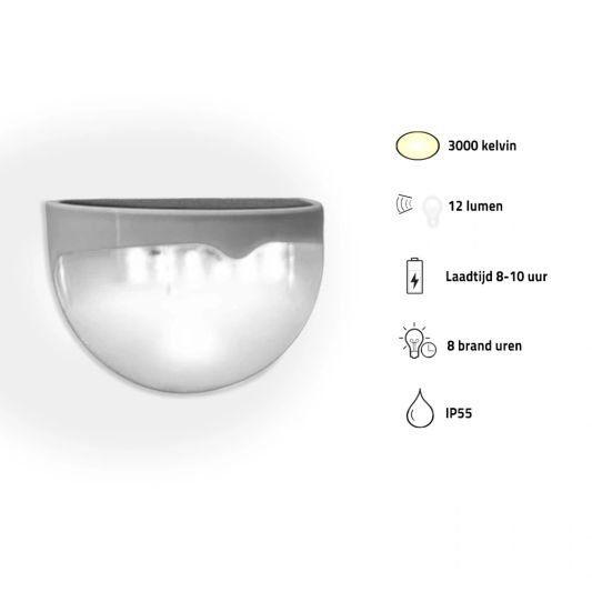 Solar buitenlamp Druppel wandlamp wit 6 leds zonne energie