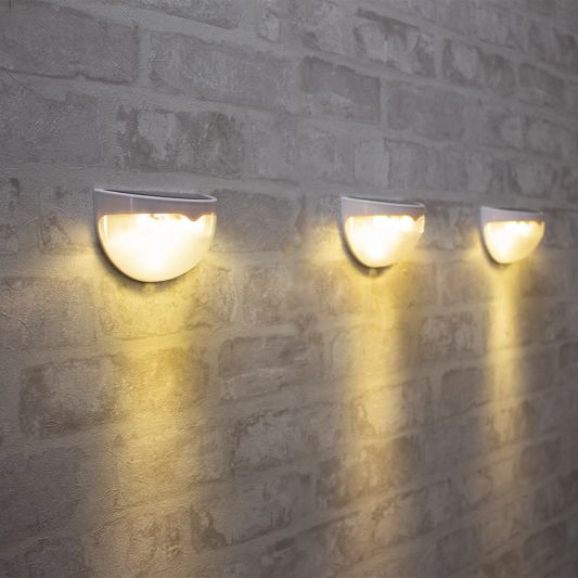 Solar buitenlamp Druppel wandlamp wit 6 leds zonne energie 2 stuks