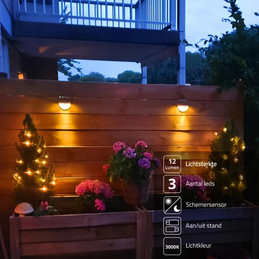 Solar buitenlamp Druppel wandlamp wit 6 leds zonne energie