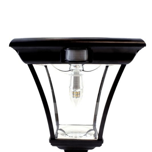 Solar buitenlamp London sokkel zwart met ledlamp