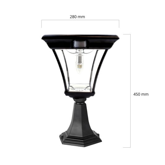 Solar buitenlamp London sokkel zwart met ledlamp