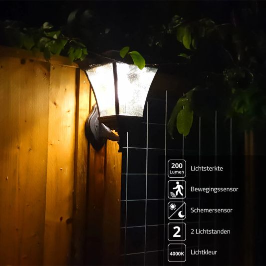 Solar buitenlamp London wandlamp op zonne energie