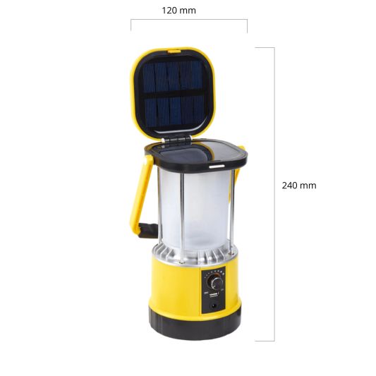 Solar camping lamp Clap dimbaar met USB lader en kompas op zonne-energie