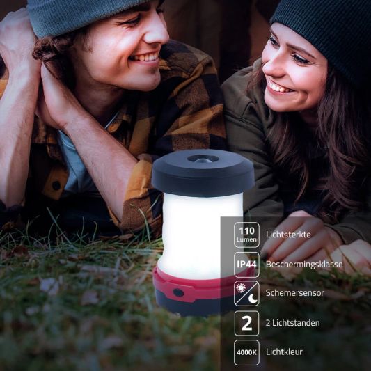 Solar camping lamp Explorer opvouwbaar met 2 lichtstanden op zonne-energie