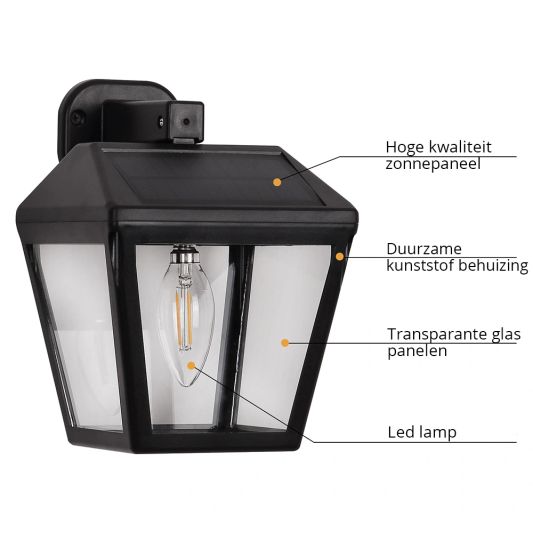 Solar filament LED wandlamp Noah op zonne energie