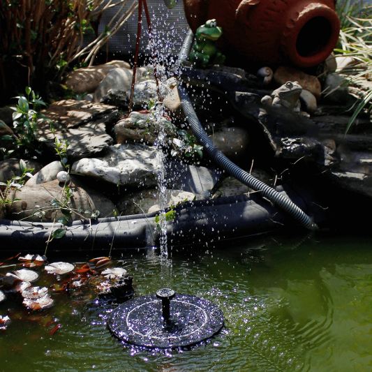 Solar fontein Jet - Fontein op zonne energie - Warm wit licht - Meerdere effecten