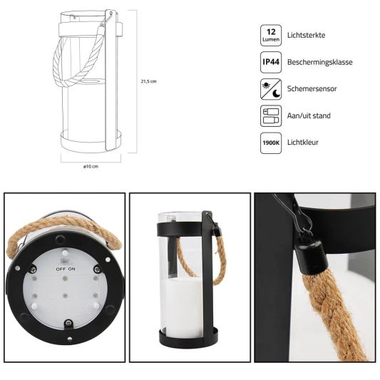 Solar hang- en tafellamp Odin op zonne-energie - Decoratieve buitenlamp met kaars