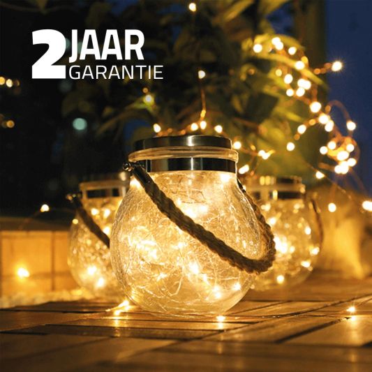Solar hanglamp Betsy op zonne-energie - Glazen bol met 30 leds