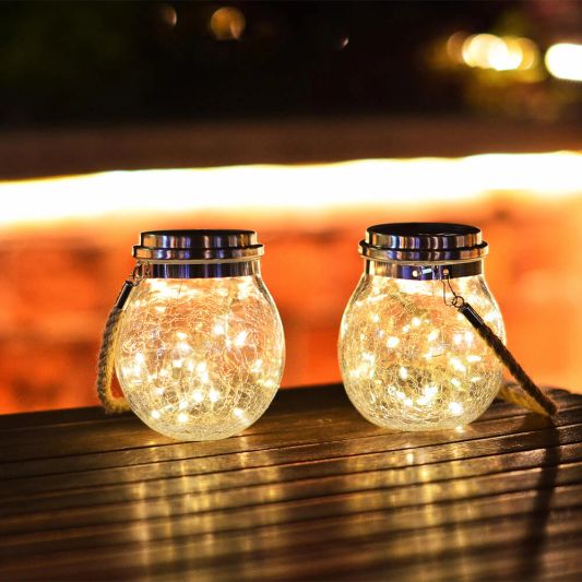 Solar hanglamp Betsy op zonne-energie - Glazen bol met 30 leds