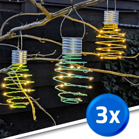 Solar hanglamp Fiesta op zonne energie - Set met meerdere kleuren - Set van 9 stuks