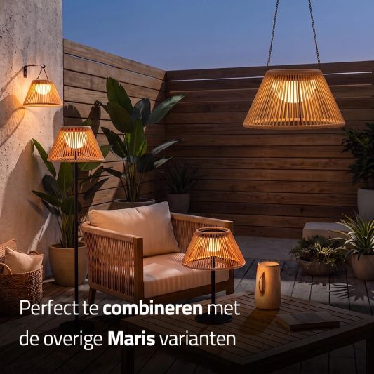 Solar hanglamp Maris - USB-C oplaadbaar - Rotan-look - Met afstandsbediening