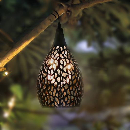 Solar hanglamp Saga Black met schemersensor