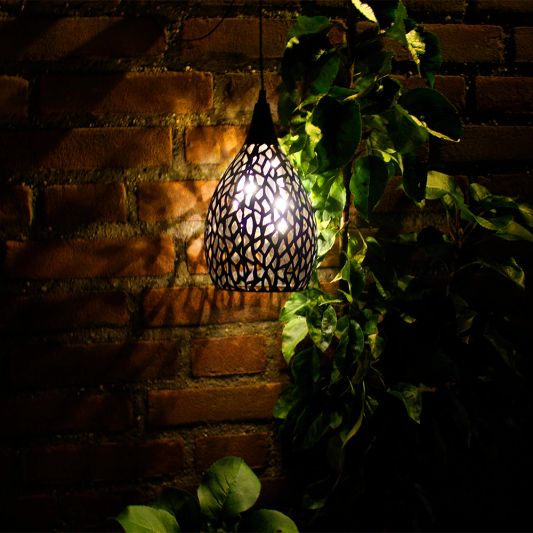 Solar hanglamp Saga Black met schemersensor - Voordeelset van 2