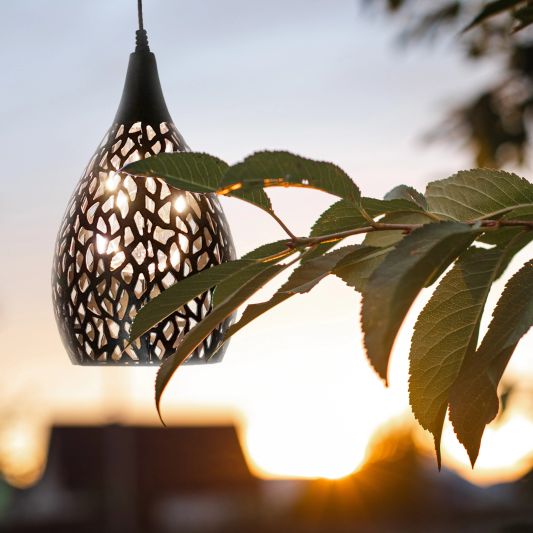 Solar hanglamp Saga Black met schemersensor - Voordeelset van 2