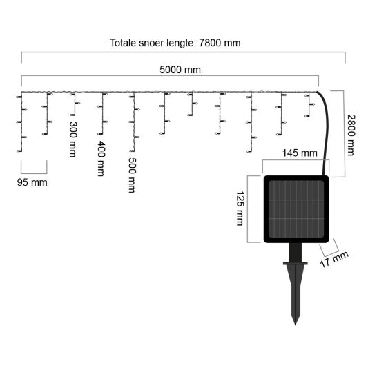 Solar kerst lichtsnoer Frost 200 leds